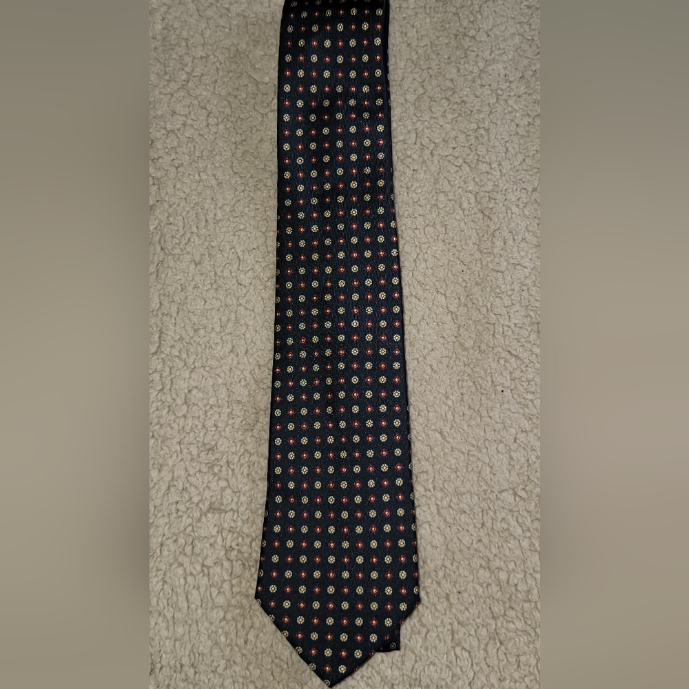 Paco Rabanne Paris Vintage Black Tie with Red and Gold Dots Made In Italy